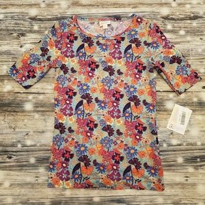 Lularoe Gigi 2XS Light Floral Colorful Shirt NWT